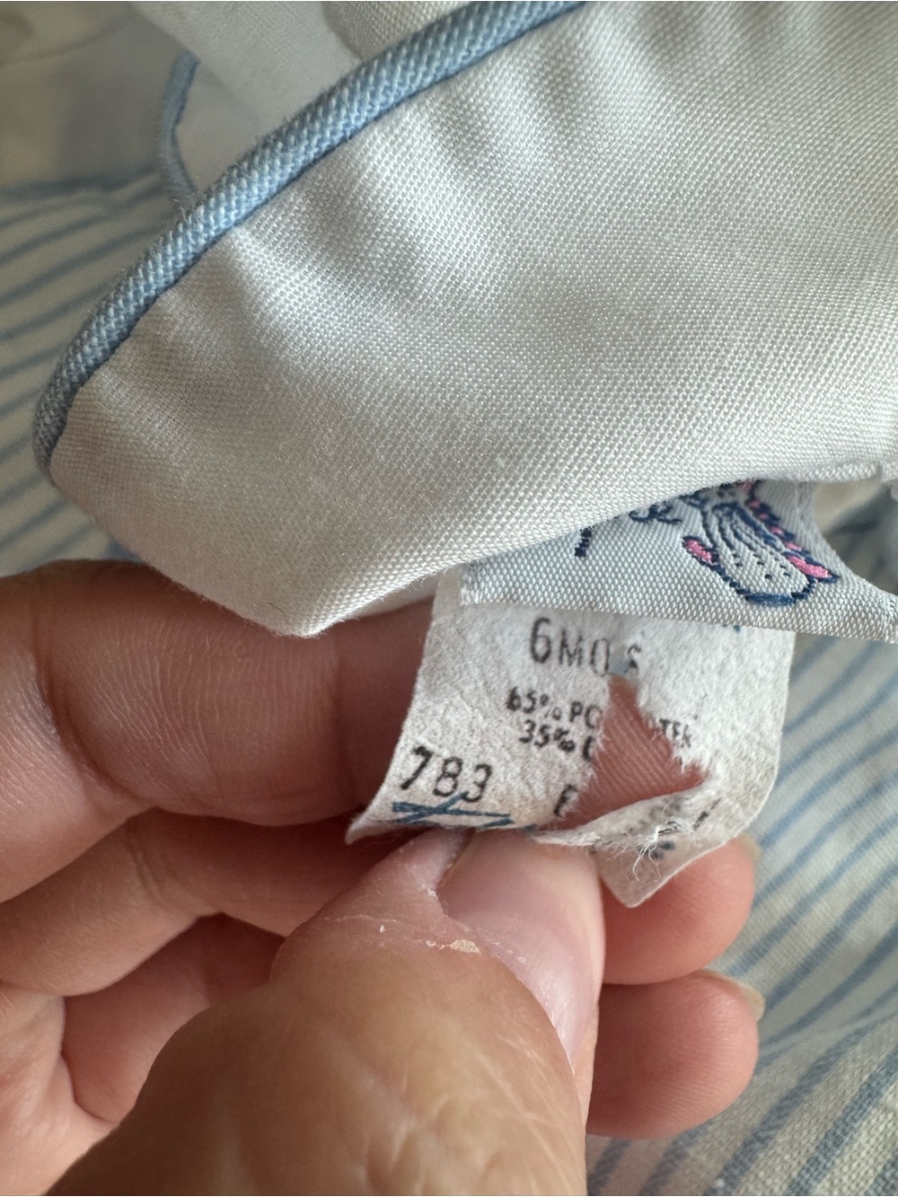Vintage Baby Boys Light Blue Striped Romper with Puppy Applique - Picture 3 of 4